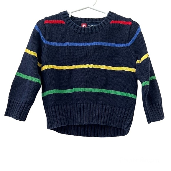 Chaps Navy Blue Multicolored Striped Sweater - Picture 1 of 3